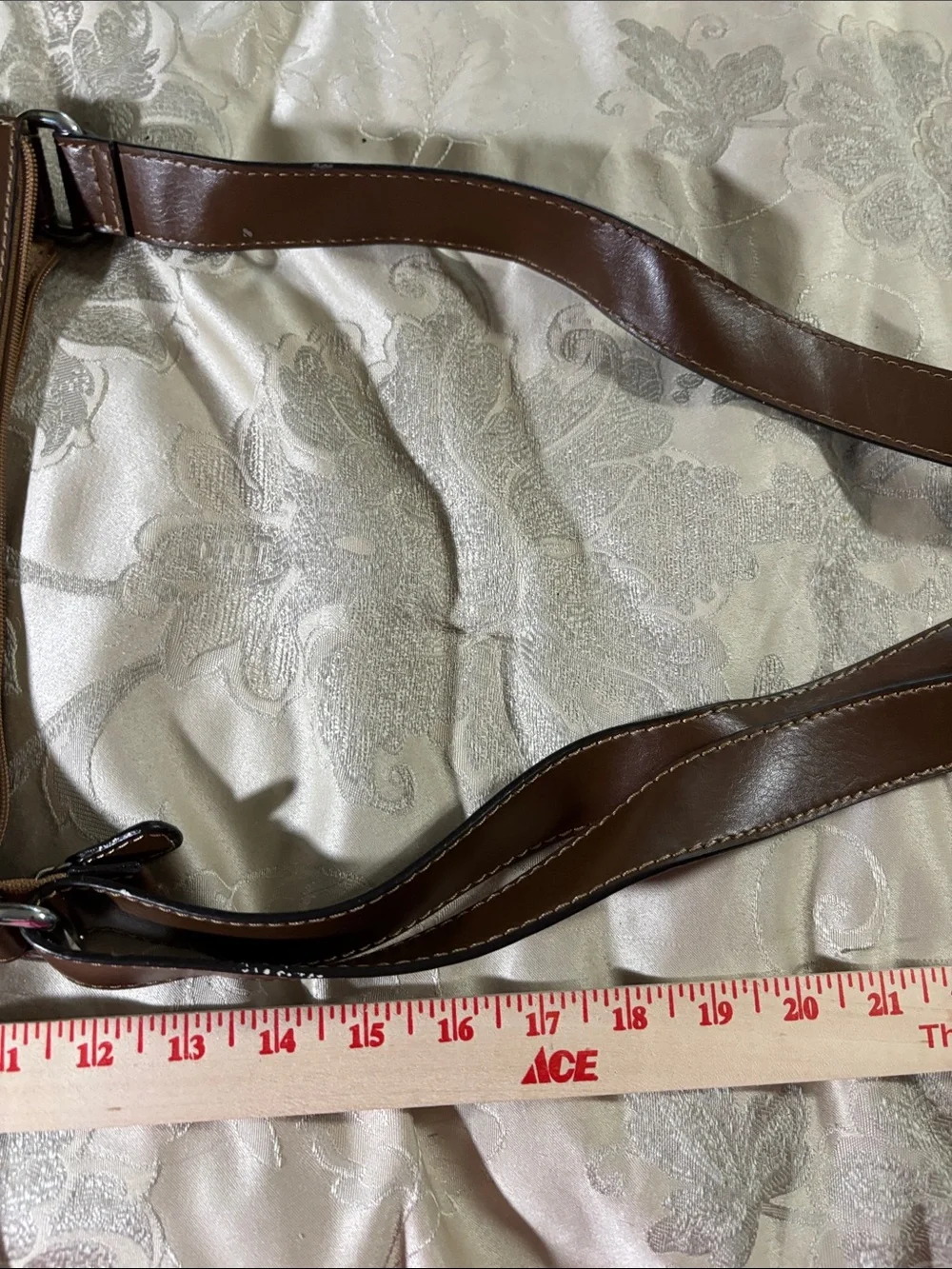 St. John's Bay Brown Canvas and Dark Brown Faux Leather Messenger Bag